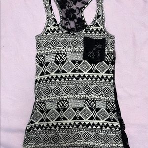 Tribal print lace tank top